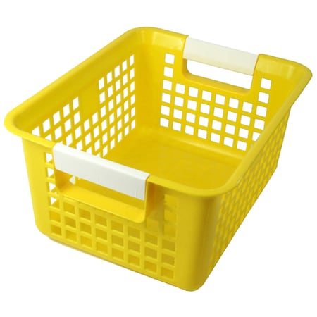 Romanoff Hang & Stack Storage Bin, Plastic, Yellow, 6 in H, 9 3/4 in W, 12 1/4 in L, 3 PK 749-03